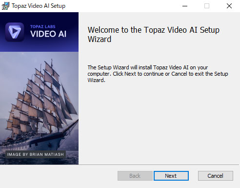 Topaz Video AI 4インストーラー画面を解説